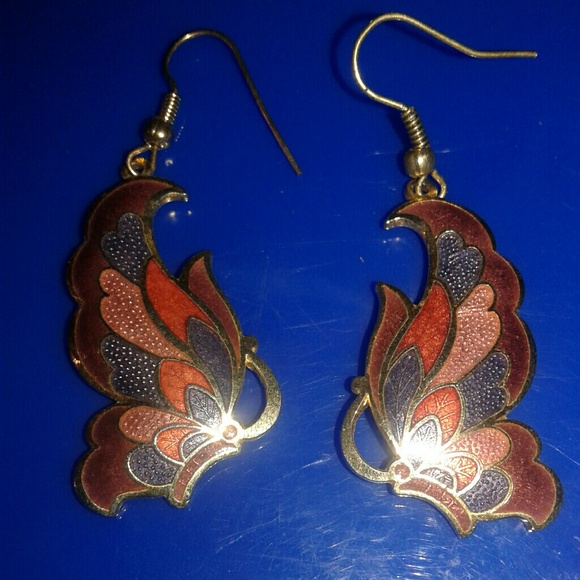 Vintage Jewelry - Vintage Butterfly Wings Earrings Unique